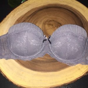 Grey strapless push-up bra (increases 2 cup sizes
